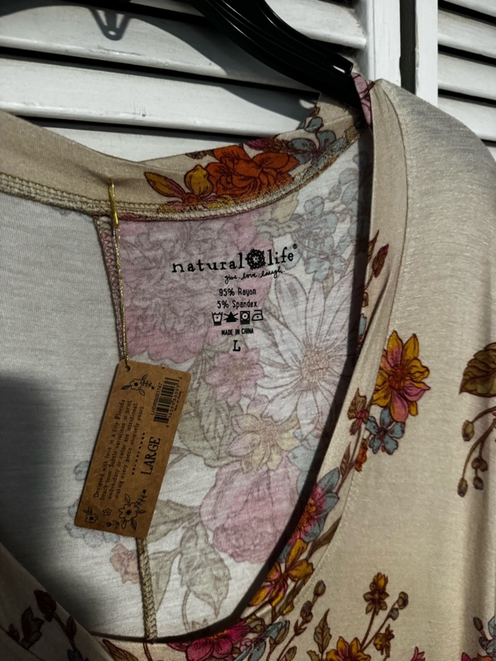NATURAL LIFE Cream Maxi Dress with Pink Floral Print - Picture 6 of 6